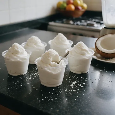 Helados de coco en vasitos