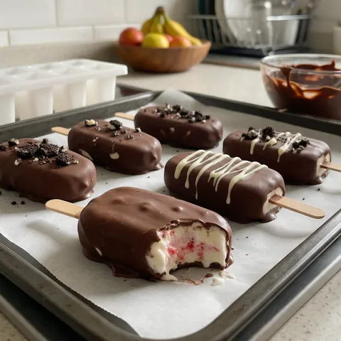 Paletas cubiertas de chocolate