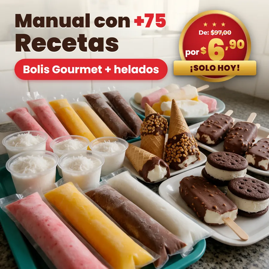 Bolis gourmet de colores, helados de coco, chococonos, paletas cubiertas y sándwiches de helado
