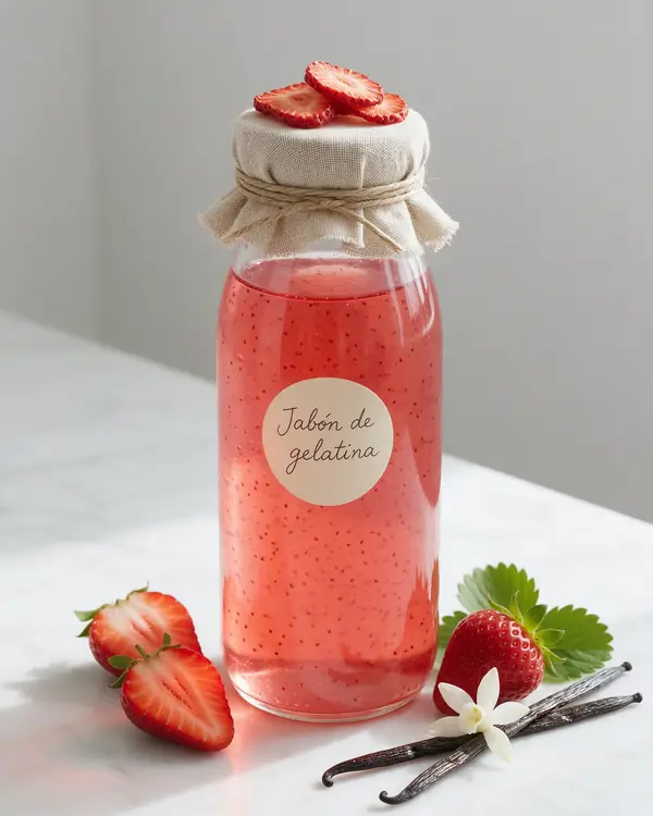 Jabón de gelatina con semillas exfoliantes